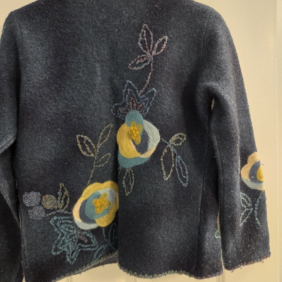 Vintage Susan Bristol Boiled Wool Embroidered Sweater/Jacket Size Small - Picture 5 of 6
